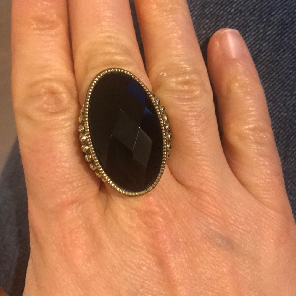 Large black stone ring